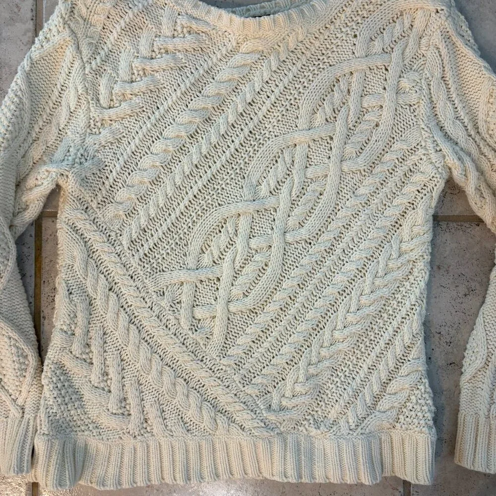 Polo Ralph Lauren Cream Cable Knit Cotton Sweater Womens Size M - Picture 4 of 7